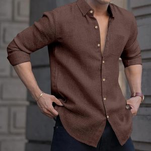 NexaFlair Men's Regular Fit Solid Pattern Laffer Cotton Shirt with Long Sleeve Collared Neck Standard Length and Button Down Closure Type | Mens Casual Shirts | Man's Formal Shirts